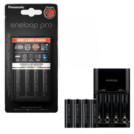 Panasonic Eneloop Pro BQ-CC55 - Carreg. Rápido com 4 Bat. AA 2500mAh
