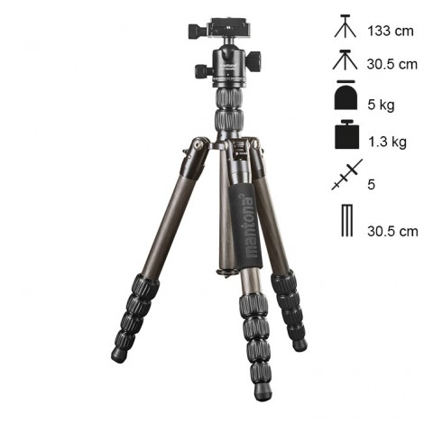Mantona Tripé Light Traveller Carbono - Preto