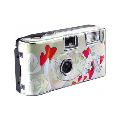 Câmara Descartável com Flash - 400-27 - Motivo Corações (Validade 10/2025)