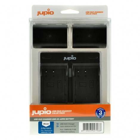 Jupio Kit Carregador USB Duplo + 2 Baterias DMW-BLF19E (1860mAh)
