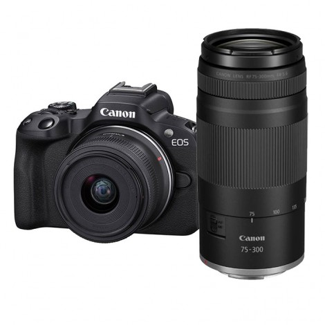 Canon EOS R50 Preto + RF-S 18-45 + RF 75-300mm