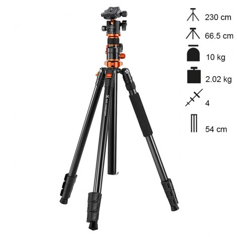 K&F T254A7+BH-28L - Tripé / Monopé + Cabeça de Rótula
