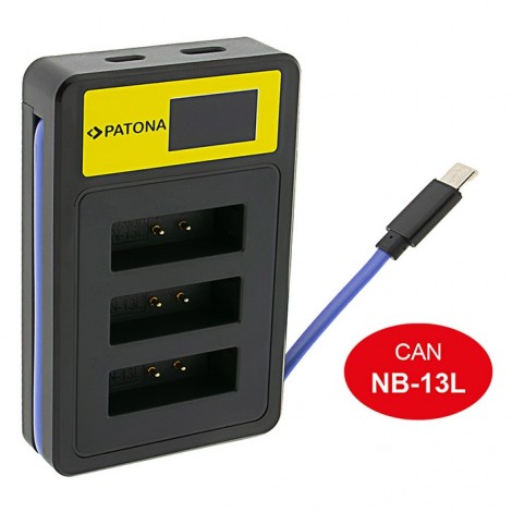 Patona Carregador Triplo USB Smart para Baterias NB-13L