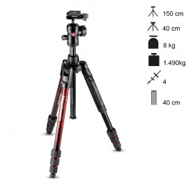 Manfrotto Tripé Compacto BeFree Advanced Twist Lock - Vermelho