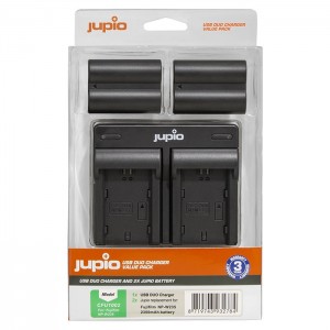Jupio Kit Carregador USB Duplo + 2 Baterias NP-W235 (2300mAh)
