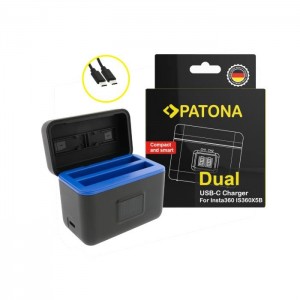 Patona Carregador Duplo USB para 2 Baterias Insta360 X5